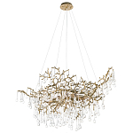 Подвесная люстра в виде ветвей деревьев золотого цвета с прозрачными подвесками-каплями 10 и 14 ламп Droplet Chandelier варинант исполнения - 3 | Loft Concept в Уфе