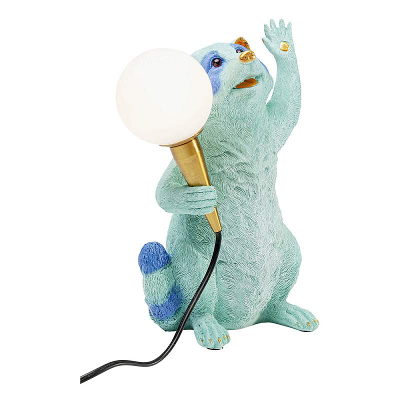 Настольная лампа для детской Голубой Енот  Золотой Бирюзовый Синий в Уфе | Loft Concept 