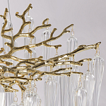 Люстра золотого цвета с декоративными ветками и длинными прозрачными стеклянными подвесами в форме сосулек Droplet Chandelier варинант исполнения - 7 | Loft Concept в Уфе