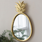 Зеркало овальной формы с золотистой рамкой и декоративной верхушкой в виде ананаса Pineapple Shine  варинант исполнения - 4 | Loft Concept в Уфе
