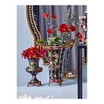 Ваза из фарфора черная с цветочной росписью и бронзовой стрекозой Spring Garden варинант исполнения - 4 | Loft Concept в Уфе