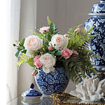 Ваза округлой формы с синей росписью и цветочным узором Blue & White Ornament варинант исполнения - 3 | Loft Concept в Уфе