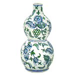 Ваза фигурная с сине-зелеными узорами распустившихся цветов Blossoming Spring варинант исполнения - 1 | Loft Concept в Уфе