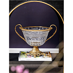 Чаша из прозрачного стекла с ручками и ободком из бронзы Eden Garden варинант исполнения - 2 | Loft Concept в Уфе