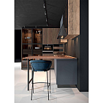 Комбинированный кухонный гарнитур сине-серого цвета с фасадом под дерево Benjamin Kitchen Set варинант исполнения - 5 | Loft Concept в Уфе