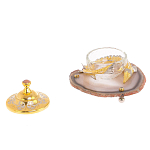 Икорница с декором "Осетр" с гравировкой на подставке из натурального камня Агат Decorative Cavair Dishes варинант исполнения - 3 | Loft Concept в Уфе