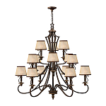 Люстра бронзового цвета с бежевыми абажурами из органзы в классическом стиле Hinkley варинант исполнения - 2 | Loft Concept в Уфе
