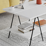 Стол журнальный с белой прямоугольной столешницей и полкой ESSEL WHITE варинант исполнения - 3 | Loft Concept в Уфе