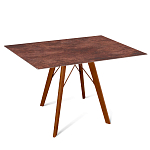 Стол обеденный с коричневой прямоугольной столешницей из керамики на четырех деревянных ножках Brown Ceramics варинант исполнения - 1 | Loft Concept в Уфе