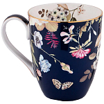 Кружка синяя из фарфора с рисунком цветов 400 мл Garden Whisper Porcelain Set  варинант исполнения - 1 | Loft Concept в Уфе