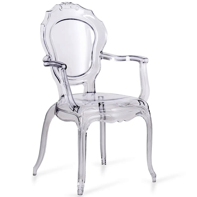 Прозрачный стул с подлокотниками LOUIS GHOST CHAIR Grey Серый в Уфе | Loft Concept 