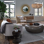 Круглая люстра волнистой формы с декором из круглых деревянных бусин White Wooden Beads Chandelier варинант исполнения - 2 | Loft Concept в Уфе