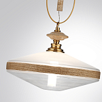 Подвесной светильник с плоским прозрачным плафоном и декоративной вставкой из текстурного камня Tectona  варинант исполнения - 6 | Loft Concept в Уфе