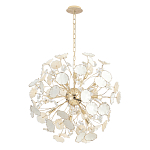 Люстра круглой формы с белыми и прозрачными лепестками цветов Диаметр 69 см Wintery flovers варинант исполнения - 1 | Loft Concept в Уфе