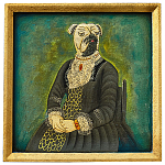 Картина в квадратной раме Chinoiserie Mops Dog Green Portrait варинант исполнения - 1 | Loft Concept в Уфе