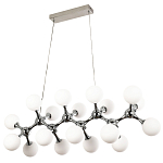Линейная люстра с плафонами из стеклянных шаров Pearls Suspension Linear Chrome Chandelier варинант исполнения - 2 | Loft Concept в Уфе