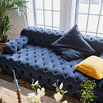 Трехместный диван темно-синий Campion Deep Blue Sofa варинант исполнения - 5 | Loft Concept в Уфе