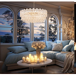 Круглая люстра с хрустальными подвесками на золотистом каркасе Gorgeous Crystal Light варинант исполнения - 13 | Loft Concept в Уфе