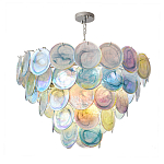 Люстра с каскадом из круглых разноцветных стеклянных дисков Mother of Pearl Iridescence варинант исполнения - 2 | Loft Concept в Уфе