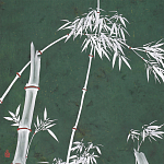 Обои ручная роспись Bamboo Argent on Edo Green painted silk варинант исполнения - 1 | Loft Concept в Уфе