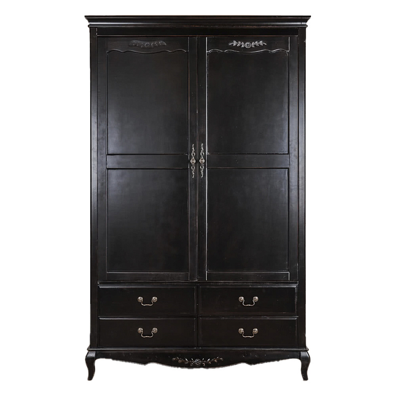 Шкаф черный с 4-мя ящиками и 2-мя дверцами в стиле Прованс Vintage Черный в Уфе | Loft Concept 