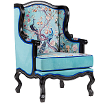 Кресло из натурального бука бирюзовое с изображением птиц и цветов Turquoise Chinoiserie Garden Armchair варинант исполнения - 2 | Loft Concept в Уфе