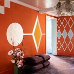 Обои ручная роспись Chez Nina by India Mahdavi Lantana colourway on Arancio dyed silk варинант исполнения - 1 | Loft Concept в Уфе