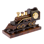 Часы настольные в виде паровоза из натурального камня Обсидиан Train Stone Clock варинант исполнения - 5 | Loft Concept в Уфе