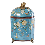 Ваза голубая с крышкой и цветочным узором Genuine Chinese Classics варинант исполнения - 1 | Loft Concept в Уфе