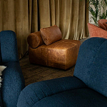 Кожаное модульное кресло коричневое без подлокотников с подушкой Coul Leather Modular Armchair варинант исполнения - 6 | Loft Concept в Уфе