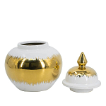 Ваза белая с крышкой и золотистыми фрагментами 24 см Chinoiserie Ceramics варинант исполнения - 2 | Loft Concept в Уфе