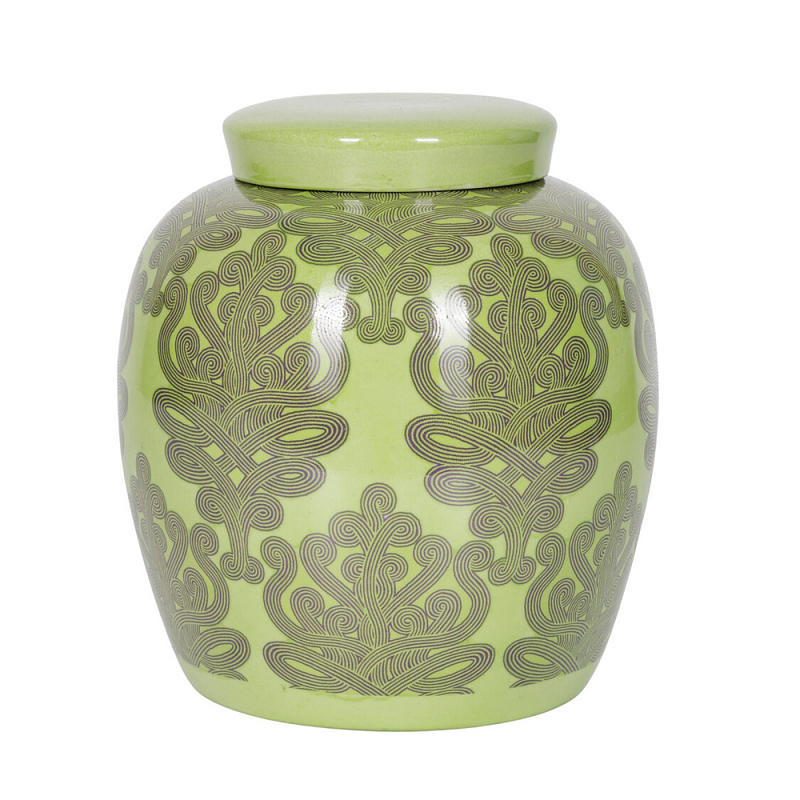 Банка с крышкой Porcelain Malachite Jar Зеленый в Уфе | Loft Concept 