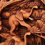 Панно из дерева пять слонов Panel With Animals варинант исполнения - 3 | Loft Concept в Уфе