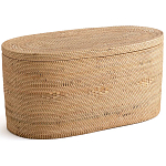 Плетеная овальная корзина с крышкой Shani Rattan Basket варинант исполнения - 1 | Loft Concept в Уфе