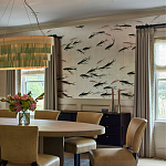 Обои ручная роспись Fishes Blue Pearl on Tarnished Silver gilded silk with pearlescent antiquing варинант исполнения - 3 | Loft Concept в Уфе