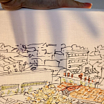 Настольная лампа с принтом на белом тканевом абажуре Roof Garden Lamp варинант исполнения - 2 | Loft Concept в Уфе