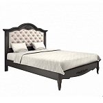 Кровать черная из массива бука с основанием и мягким изголовьем Black Provence варинант исполнения - 1 | Loft Concept в Уфе