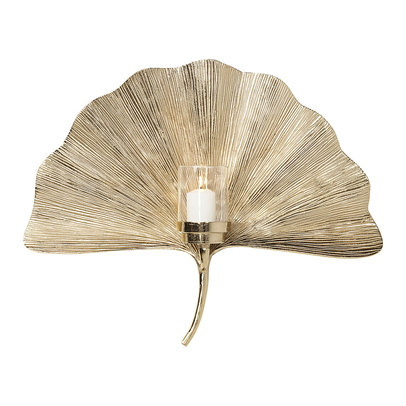 Большой Настенный Подсвечник золотой Лист Пальмы Золотой в Уфе | Loft Concept 