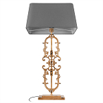 Настольная лампа на ажурном чугунном основании с тканевым серым абажуром Openwork Lamp варинант исполнения - 3 | Loft Concept в Уфе
