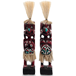 Комплект из 2-х деревянных статуэток Asmat Straw Headdress Statuettes Red Turquoise варинант исполнения - 1 | Loft Concept в Уфе
