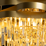 Люстра цвета матового золота с металлическими лентами и длинными прозрачными подвесками Gilded Waves варинант исполнения - 5 | Loft Concept в Уфе