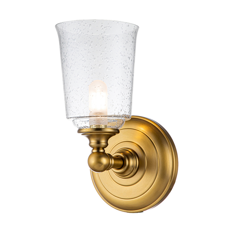 Бра для ванных комнат с прозрачным плафоном из стекла с пузырьками на основании цвета латунь Feiss Матовая латунь Прозрачное Стекло в Уфе | Loft Concept 