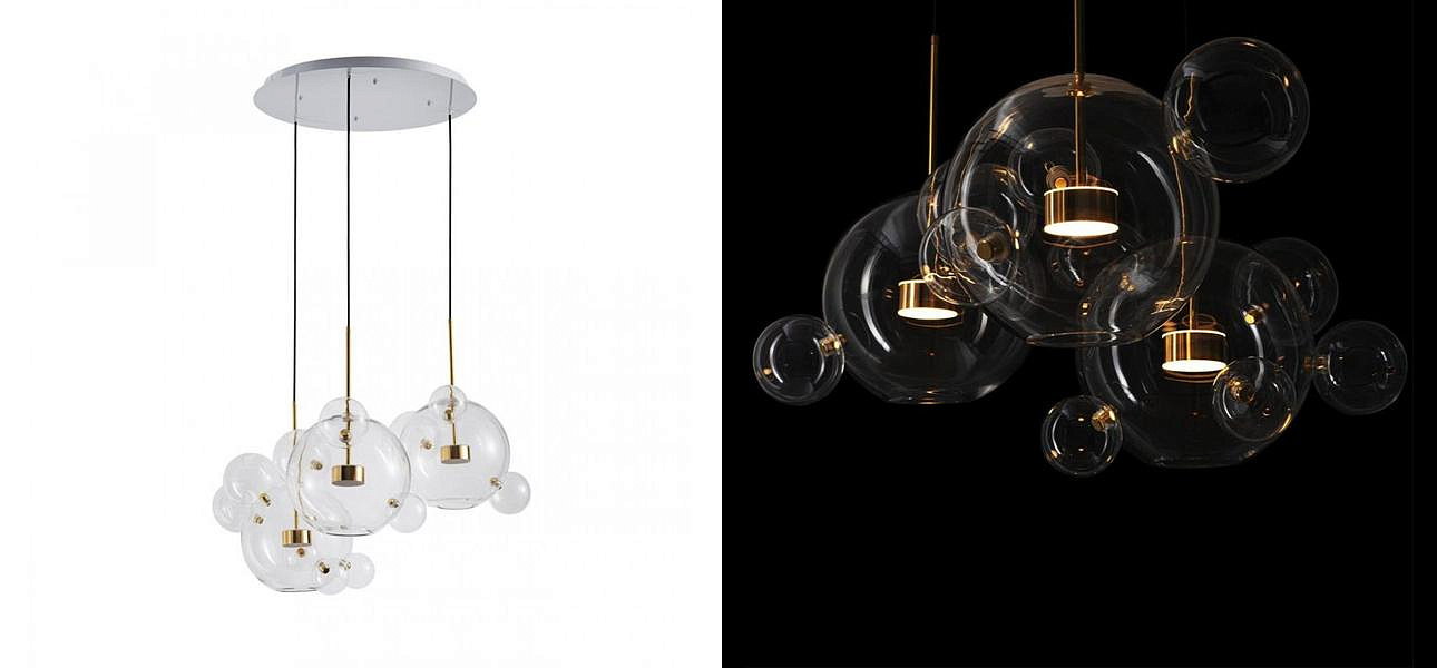 Светодиодный светильник Giopato & Coombes Bubble Chandelier Gold Circle 3 плафона Светодиодный светильник Giopato & Coombes Bubble Chandelier Gold Circle 3 плафона - Loft-Concept в Уфе