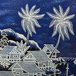 Картина ручная вышивка бисером Ночной пейзаж Night Boat Bay варинант исполнения - 3 | Loft Concept в Уфе