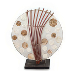 Настольная лампа из перламутра и дерева на подставке Indonesian Round Shell варинант исполнения - 3 | Loft Concept в Уфе