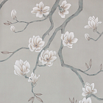 Обои ручная роспись Magnolia Canopy Original Colourway on Oyster Shell metallic silk варинант исполнения - 1 | Loft Concept в Уфе