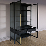 Витрина Primo со стеклянными фасадами и 2 ящиками Черный дуб варинант исполнения - 9 | Loft Concept в Уфе