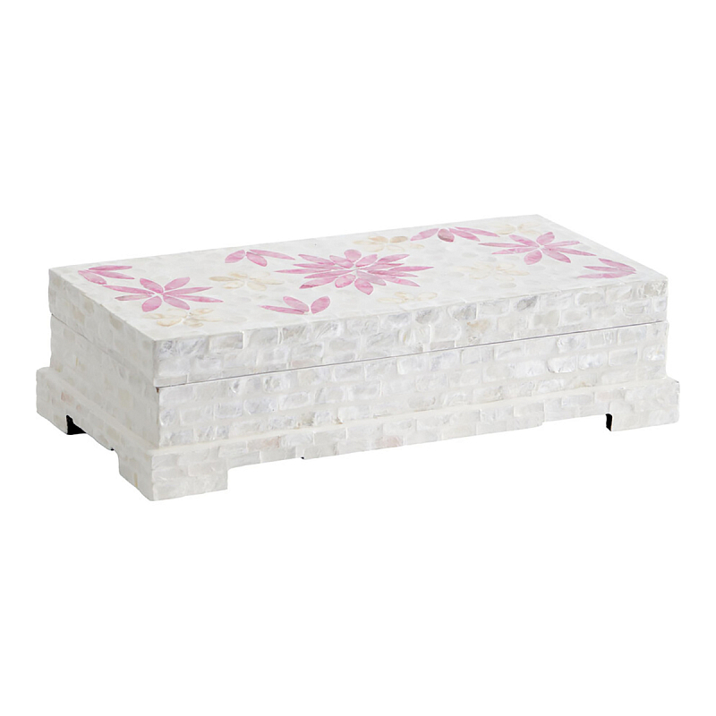 Шкатулка Oceane Bone Inlay White Белый Розовый Шкатулка Oceane Bone Inlay White Белый Розовый в Уфе | Loft Concept