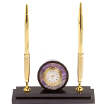 Часы настольные с двумя ручками из натурального камня Stone Clock варинант исполнения - 1 | Loft Concept в Уфе