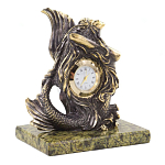 Часы настольные бронзовые в виде русалочки из натурального камня Змеевик Mermaid Stone Clock варинант исполнения - 3 | Loft Concept в Уфе